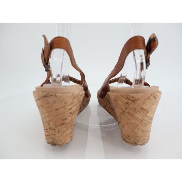 Crocs Women's A-Leigh Sandal Size 8 Cork Wedge Platform Brown Leather Shoe - Picture 4 of 10
